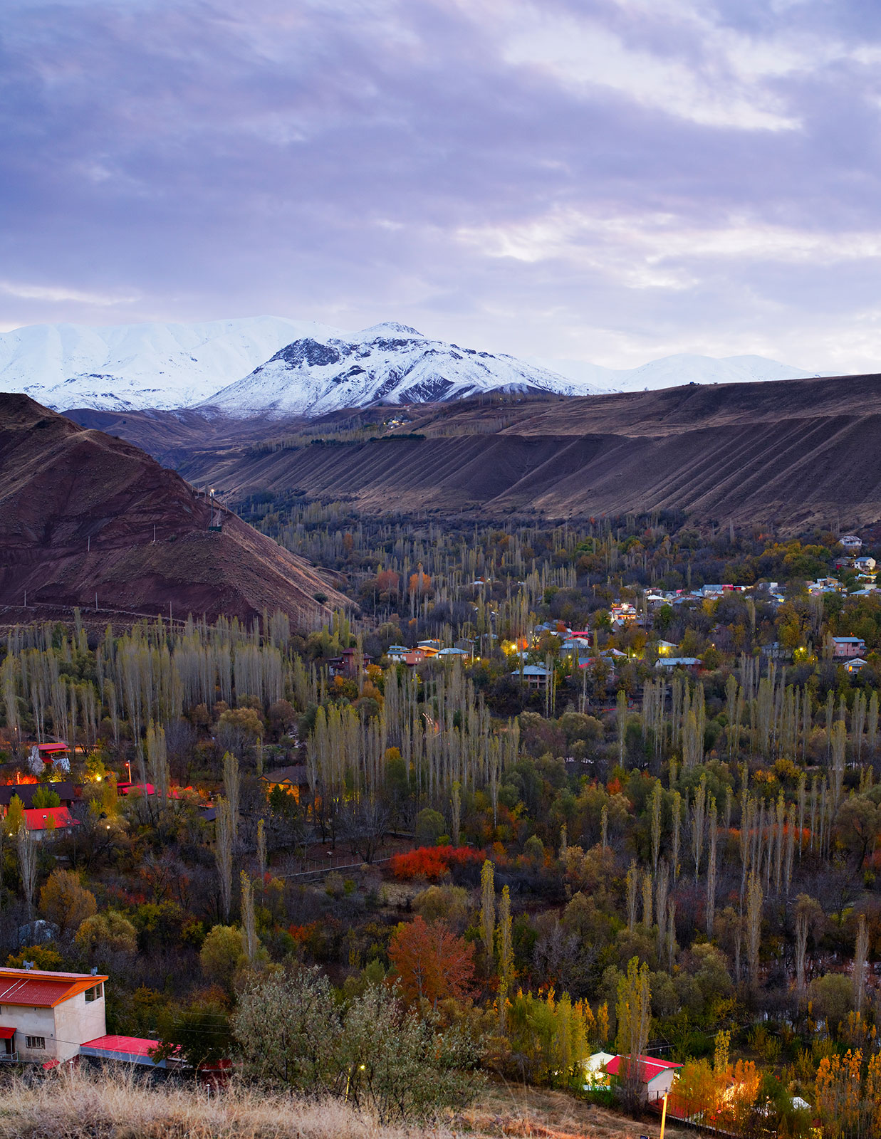 Village at twilight. Compose of three pictures captured by Tokina opera 50mm F1.4 FF at f/5 on Nikon D610 at ISO200.